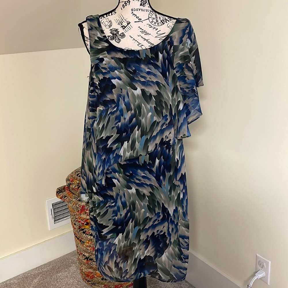NWT R&M Richards Navy & Green Sleeveless Dress SZ 12
